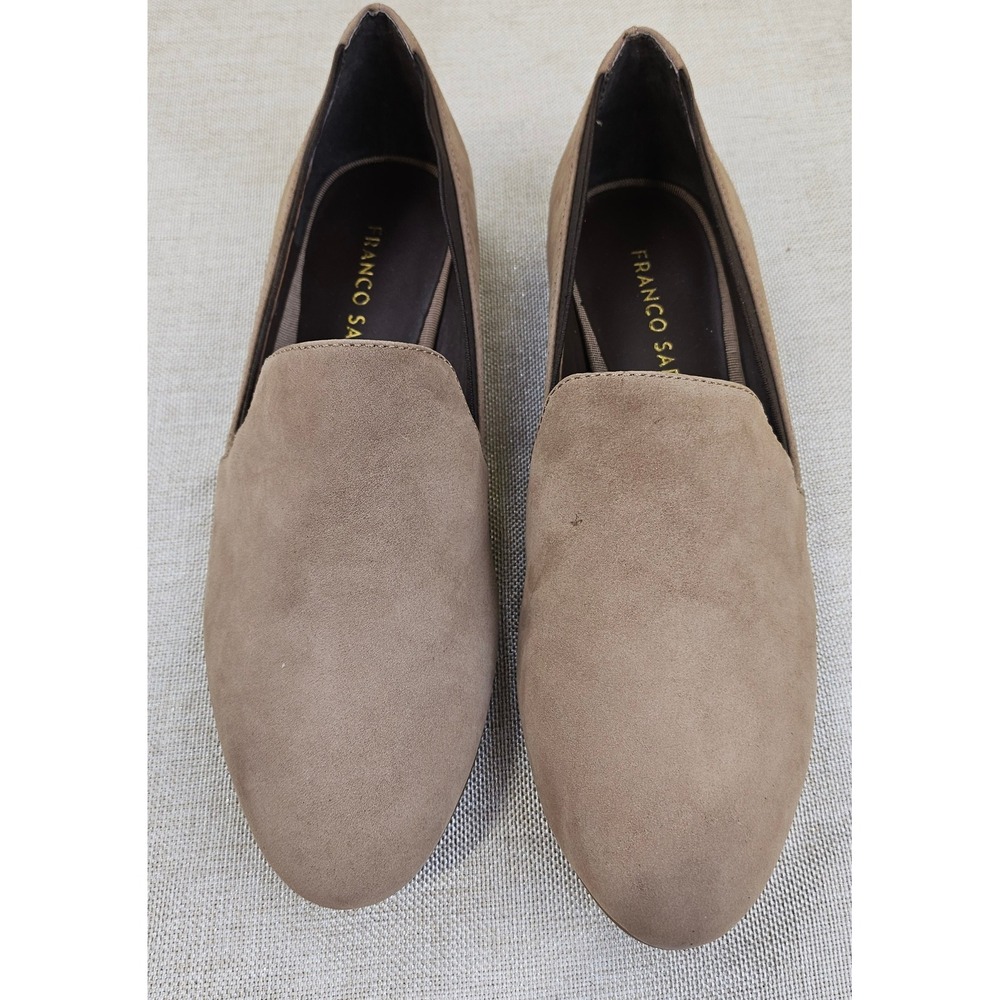 Franco Sarto Taupe Suede Pointed Toe Slip On Loafers Women's Size 6M L-Senate